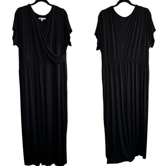 Meri Skye ~ Black Maxi Dress ~ crossover bodice ~ size 3XL - Picture 1 of 12